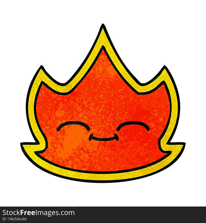 retro grunge texture cartoon of a fire