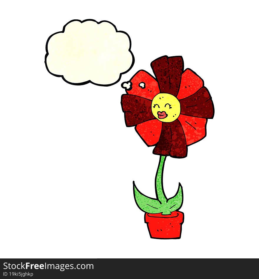 cartoon flower with thought bubble