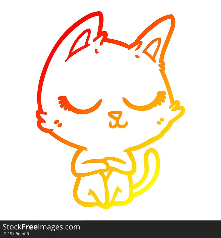 warm gradient line drawing calm cartoon cat