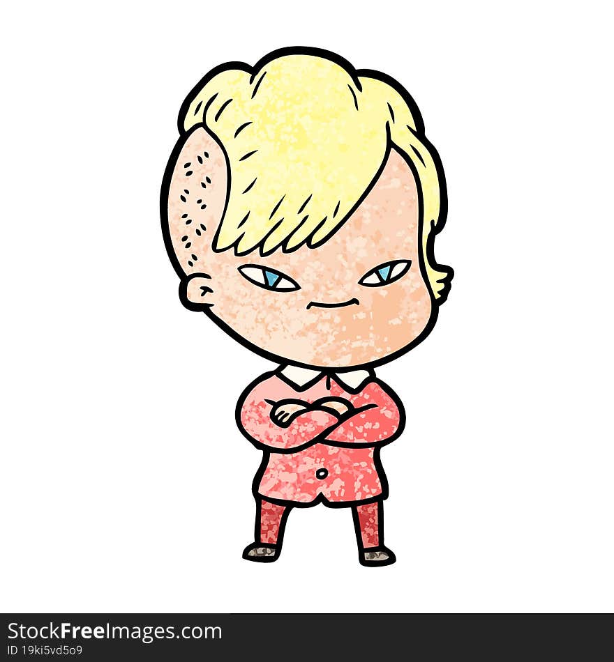 cute cartoon girl with hipster haircut. cute cartoon girl with hipster haircut