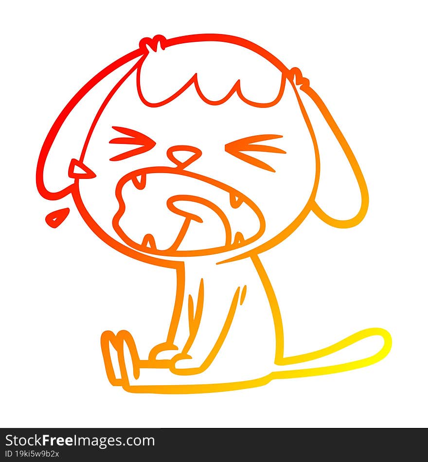 warm gradient line drawing of a cute cartoon dog barking