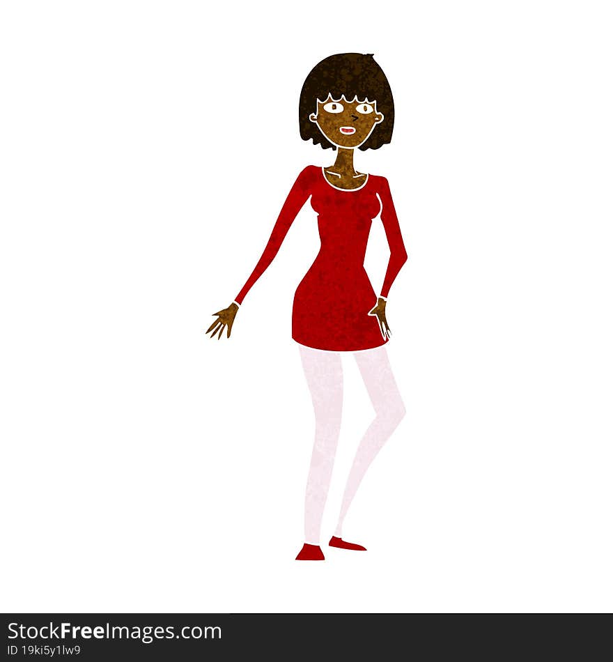 cartoon woman in dress