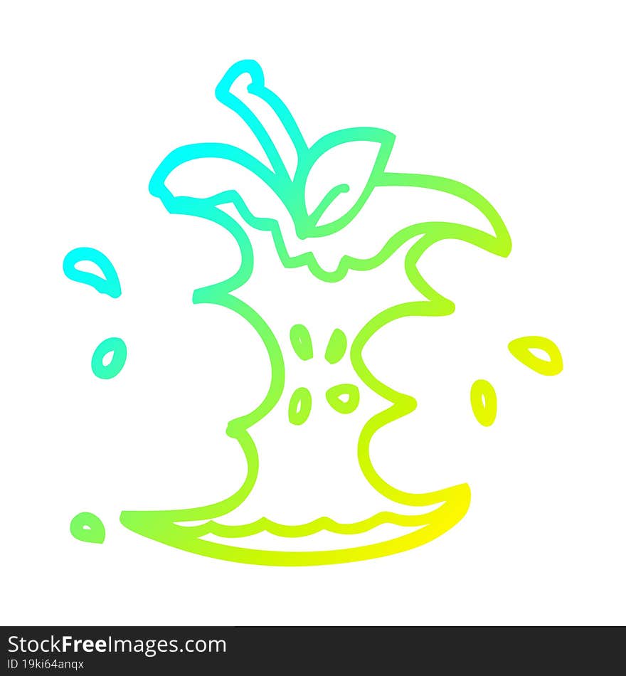 cold gradient line drawing cartoon juicy bitten apple