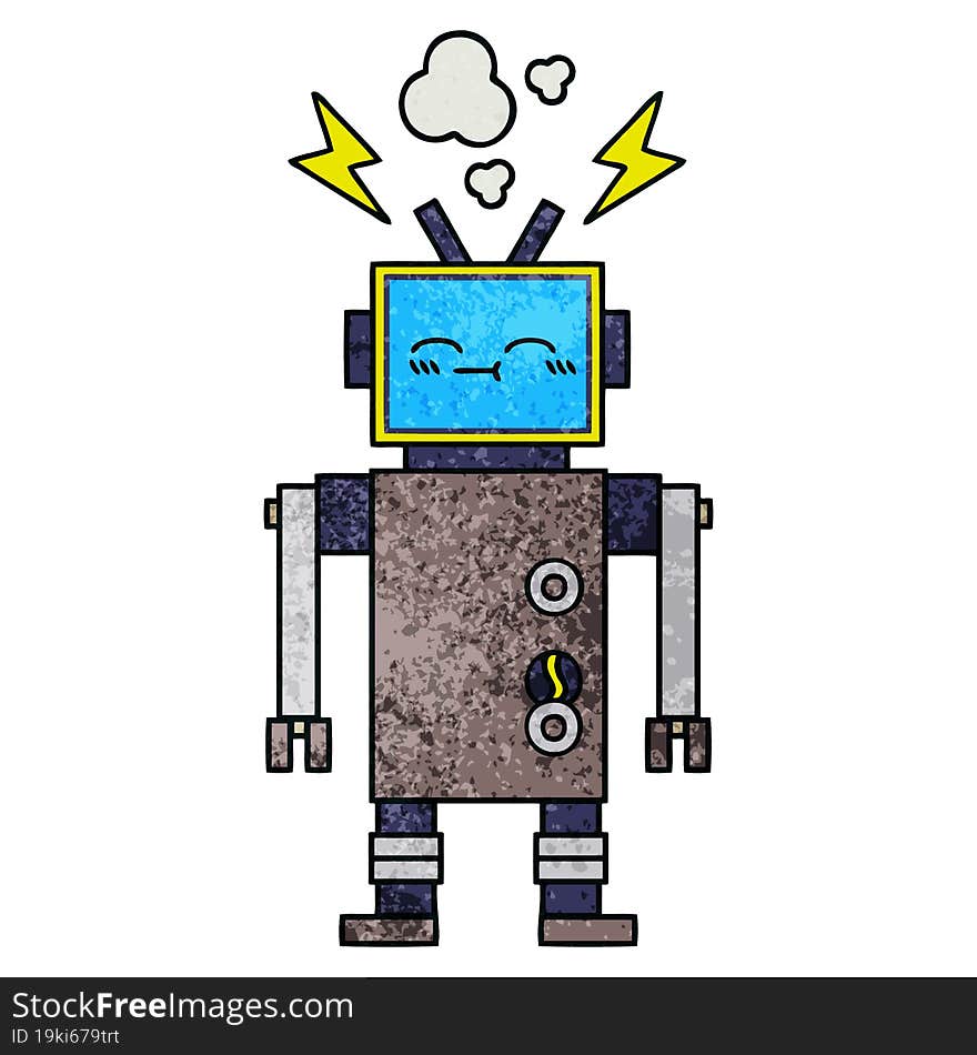 Retro Grunge Texture Cartoon Robot