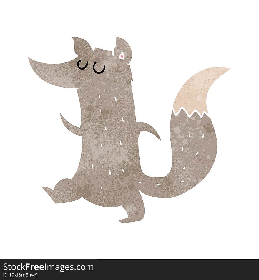 retro cartoon cute wolf