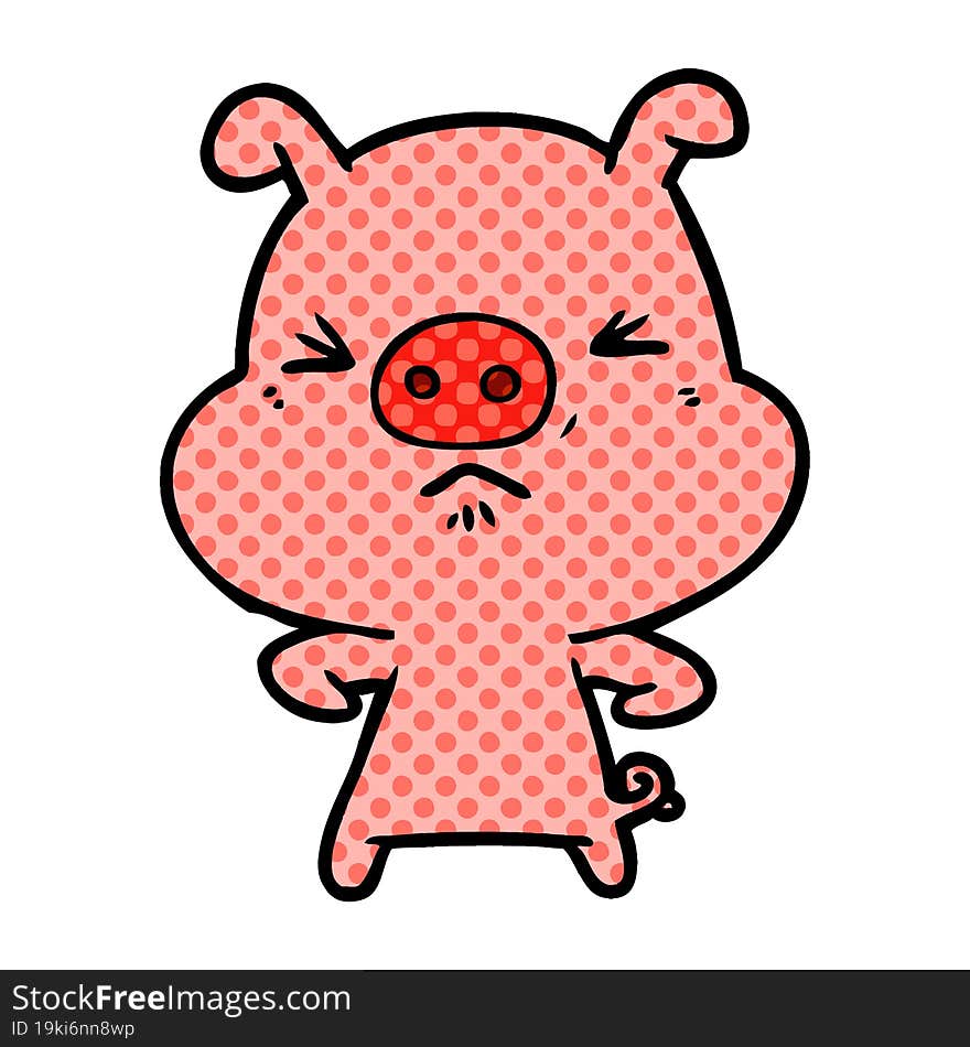 cartoon angry pig. cartoon angry pig