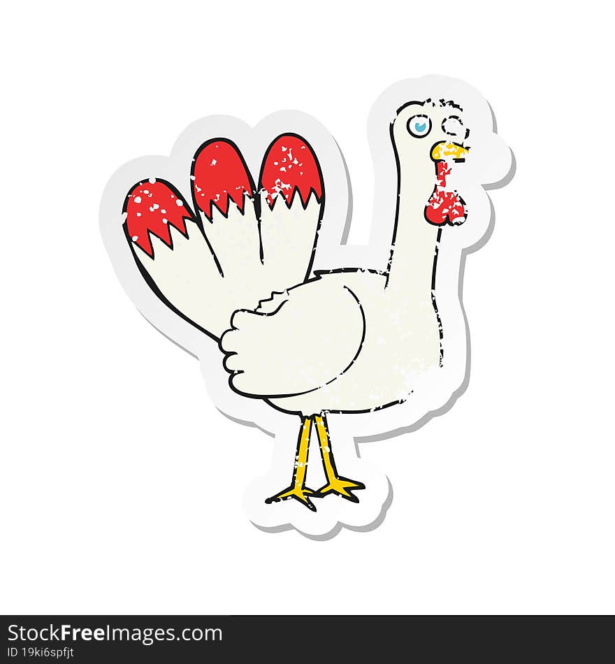 retro distressed sticker of a cartoon turkey