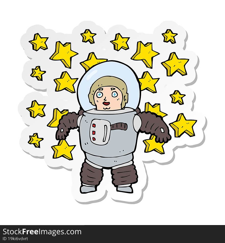 Sticker Of A Cartoon Astronaut