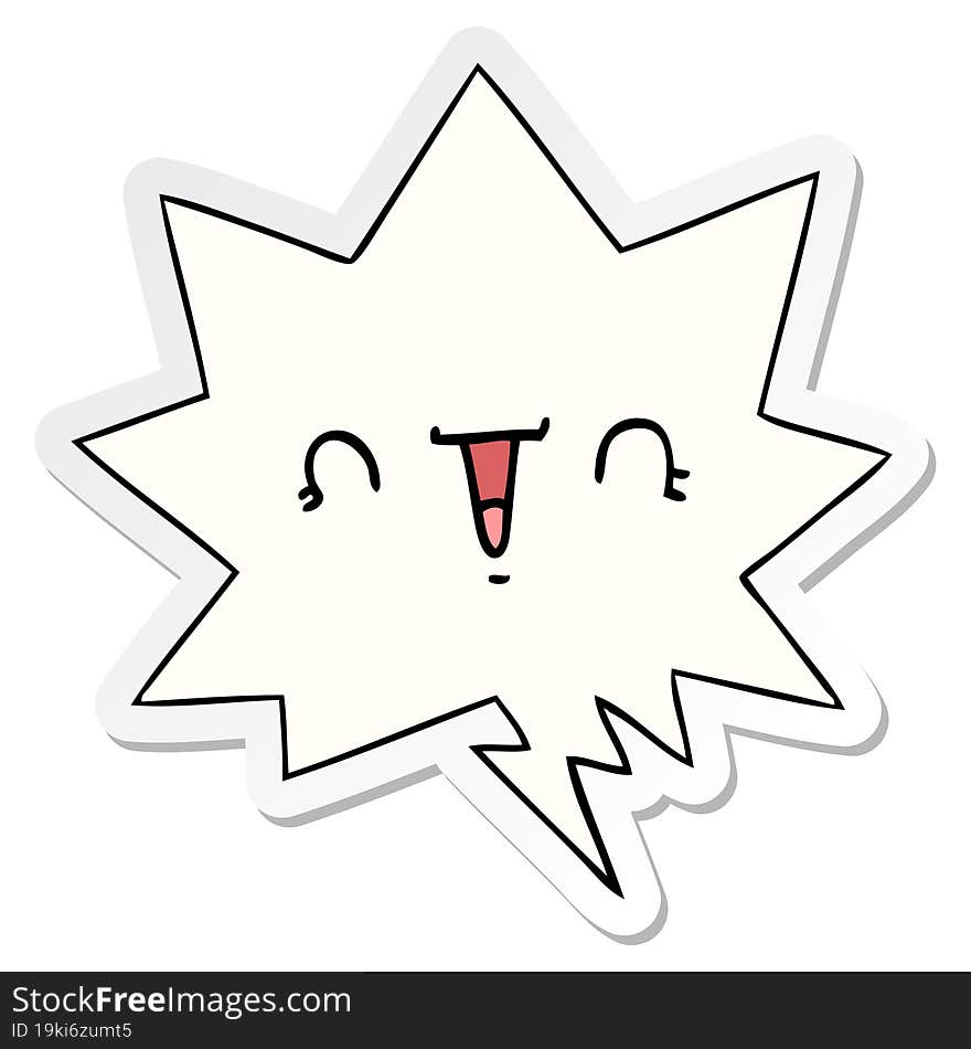 happy cartoon face and speech bubble sticker