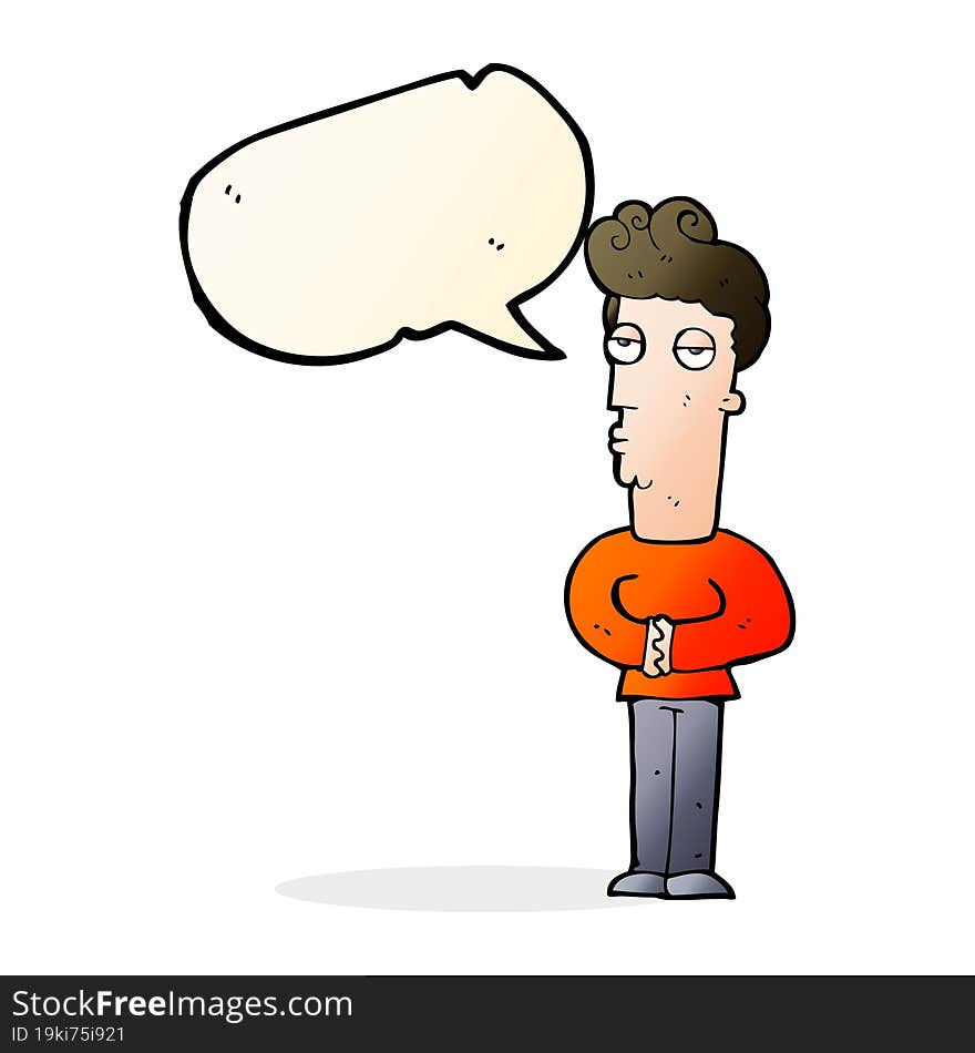 cartoon arrogant man with speech bubble