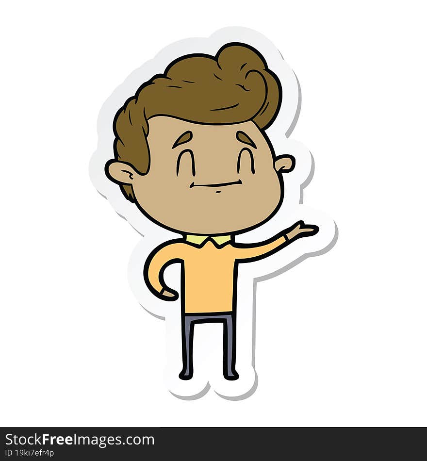 sticker of a happy cartoon man