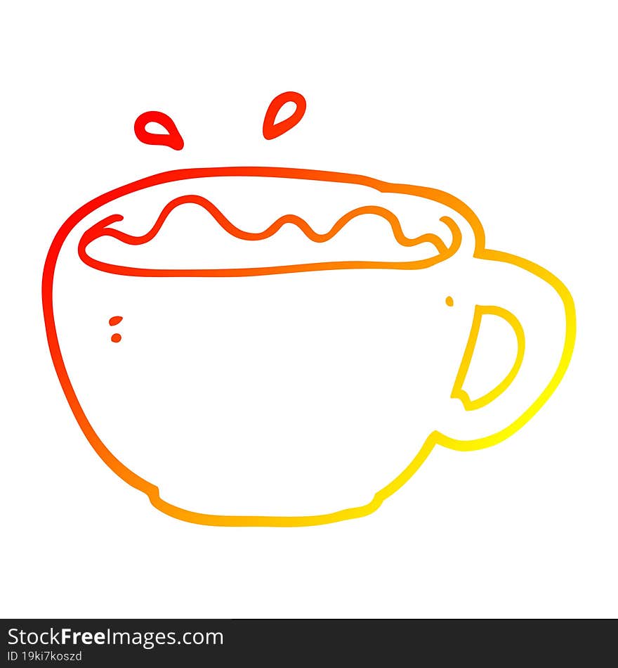 warm gradient line drawing cartoon coffee cup