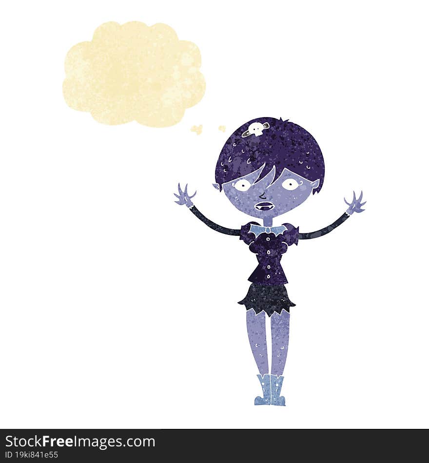 cartoon vampire girl with thought bubble