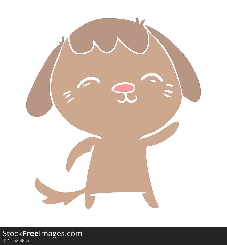 happy flat color style cartoon dog