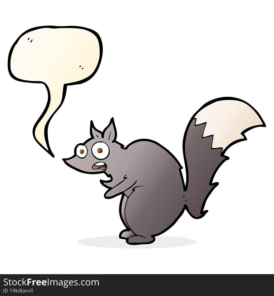 funny startled squirrel cartoon with speech bubble