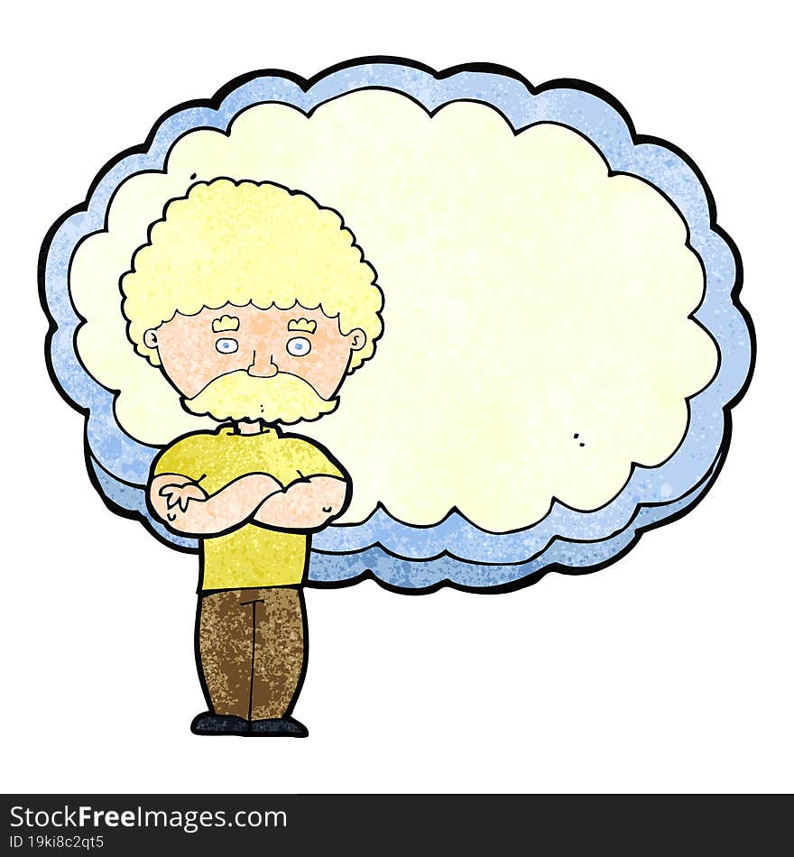 cartoon man with text space cloud