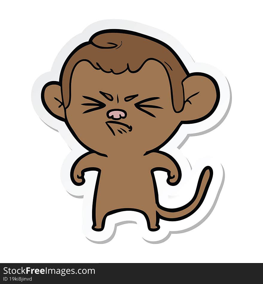 sticker of a cartoon annoyed monkey