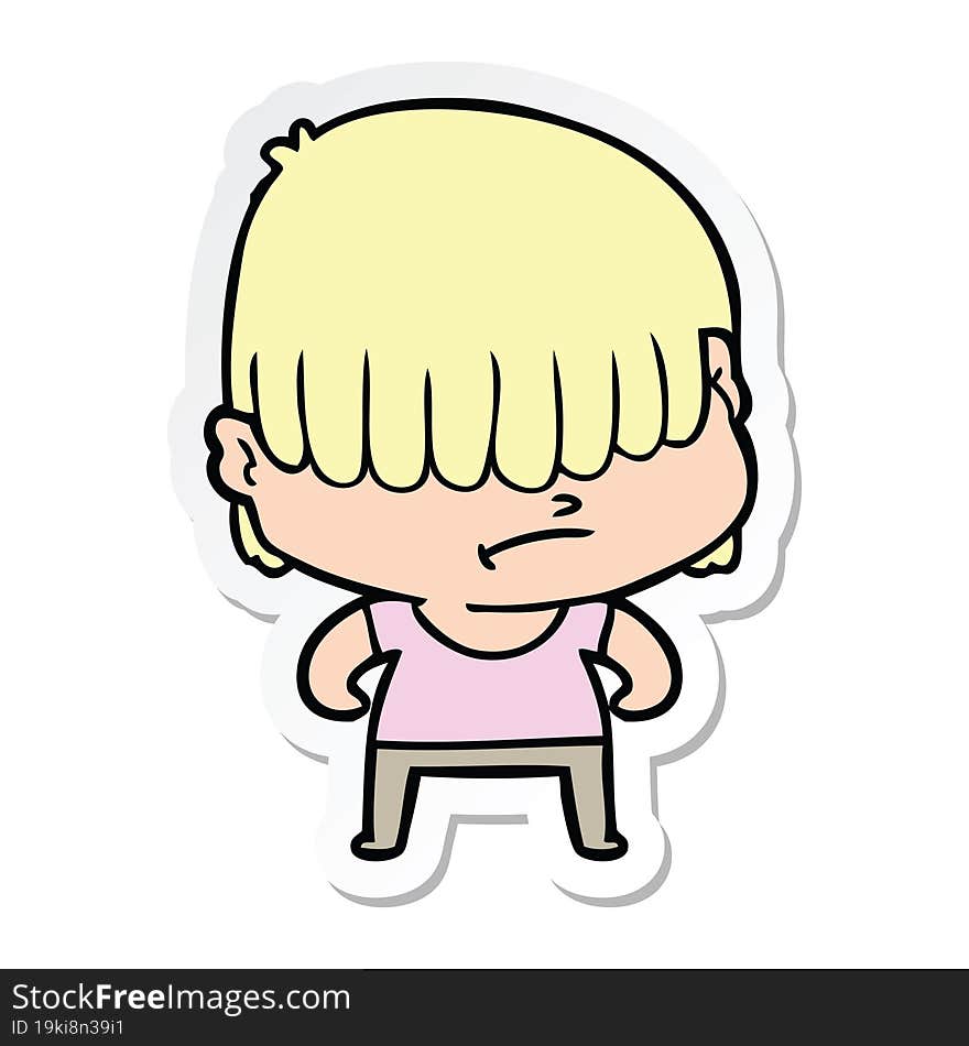 sticker of a cartoon boy with untidy hair