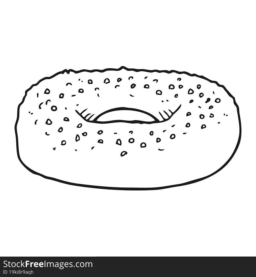 black and white cartoon bagel