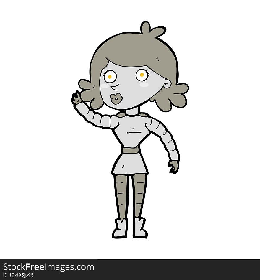 cartoon robot woman waving