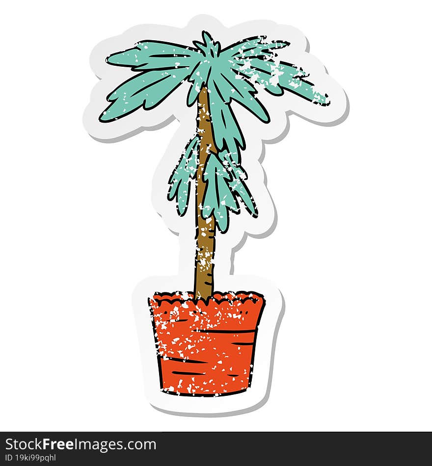 distressed sticker cartoon doodle of a house plant