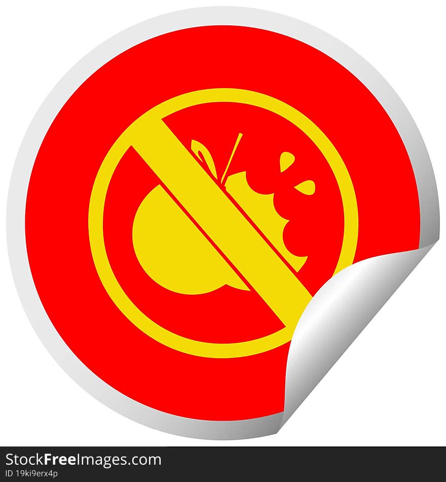 circular peeling sticker cartoon no healthy food allowed sign