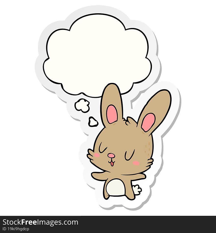 cute cartoon rabbit and thought bubble as a printed sticker