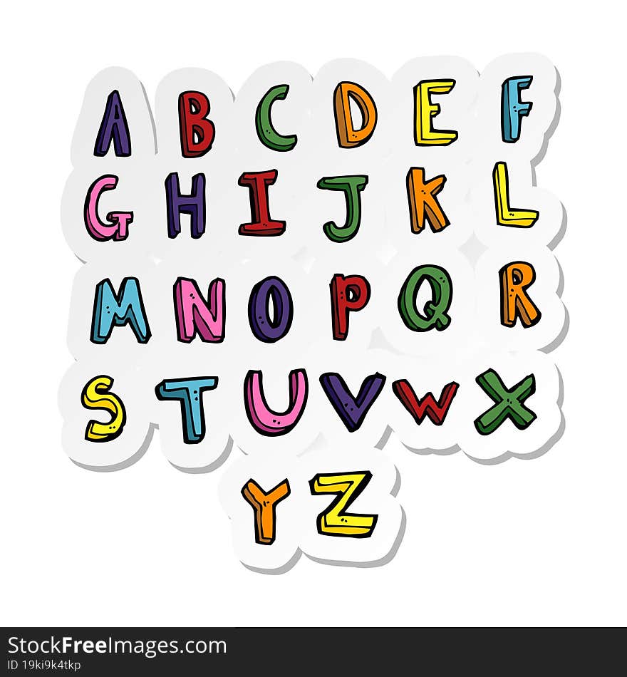 sticker of a cartoon alphabet