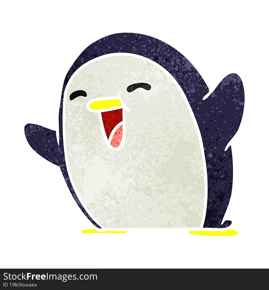 retro cartoon kawaii of a cute penguin