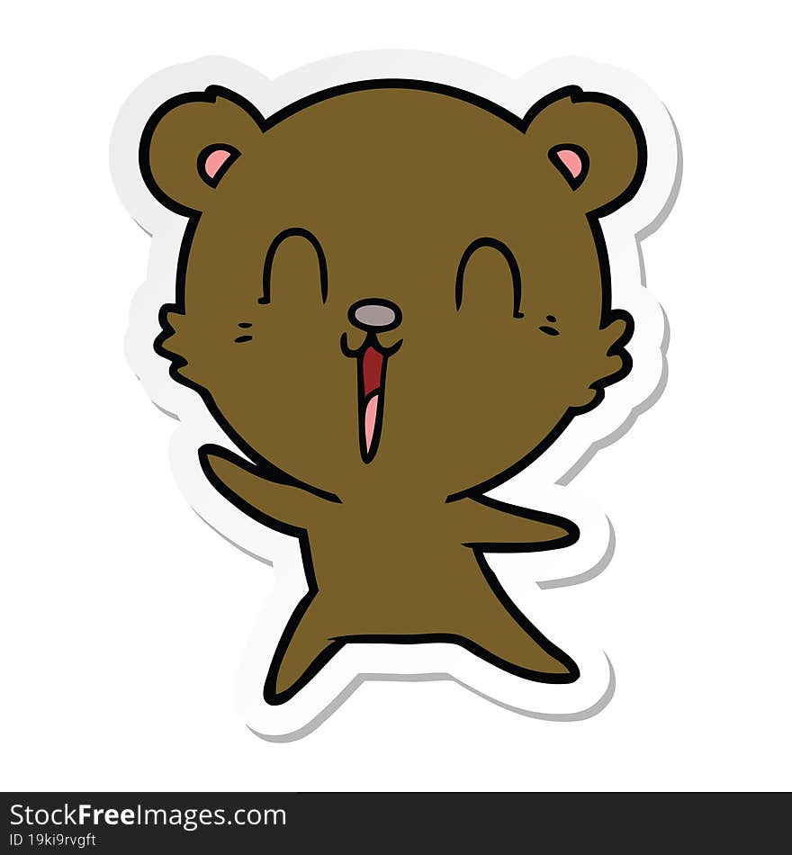 Sticker Of A Happy Cartoon Bear