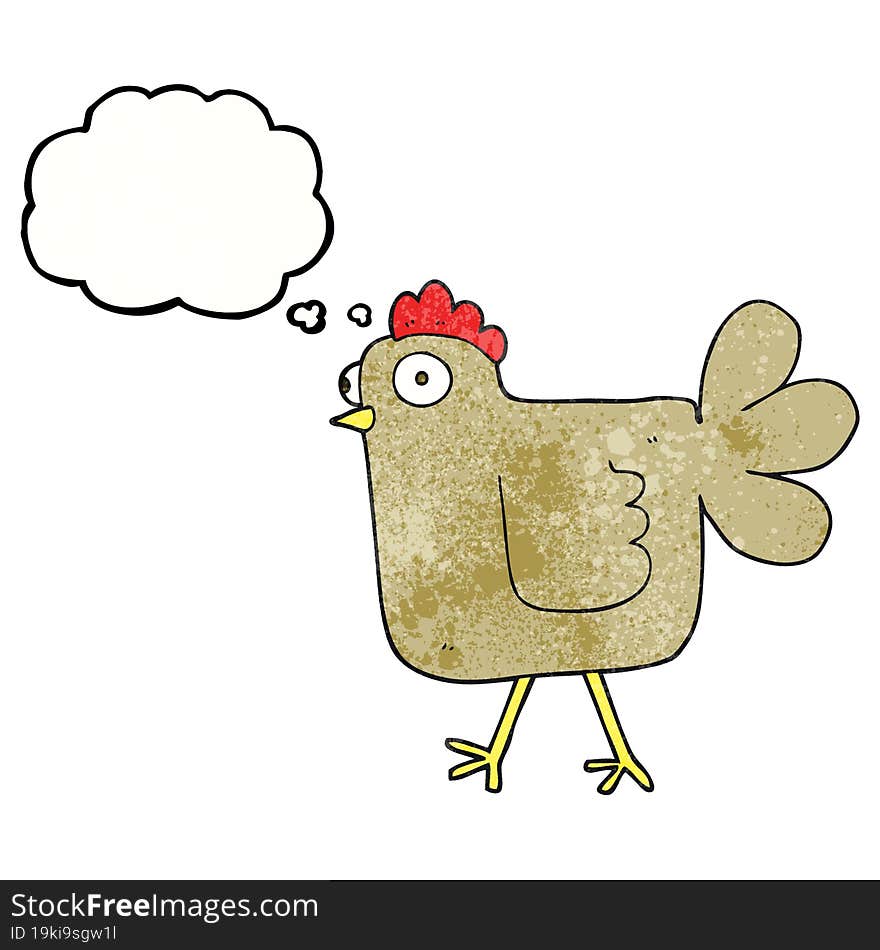 thought bubble textured cartoon chicken