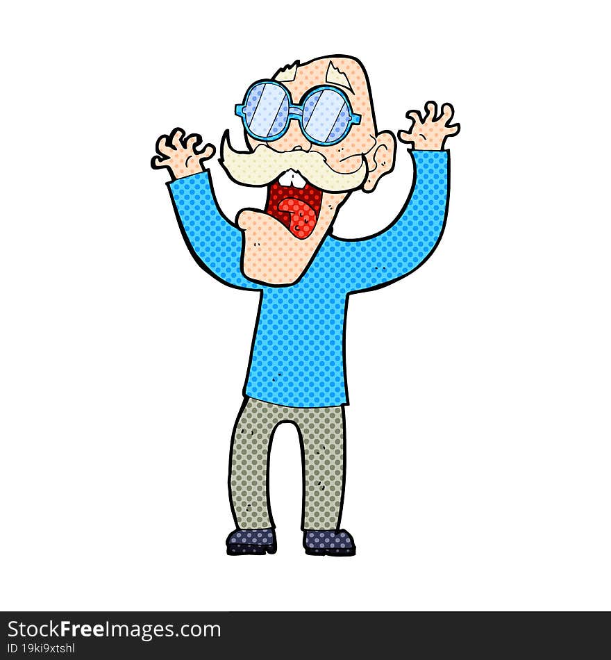 cartoon old man in glasses