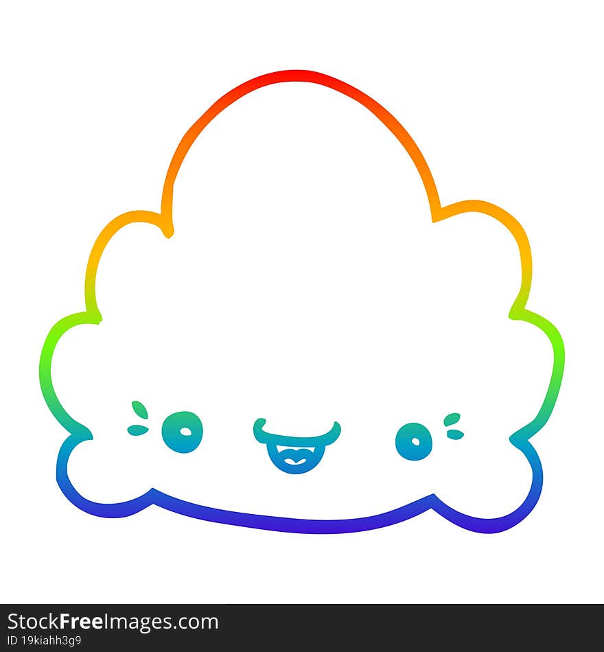 rainbow gradient line drawing cartoon cloud