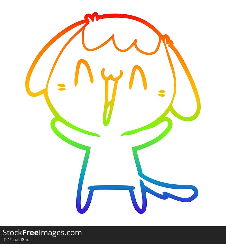 rainbow gradient line drawing of a cute cartoon dog