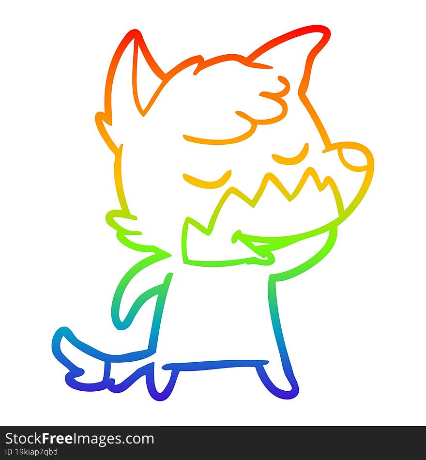 rainbow gradient line drawing friendly cartoon fox