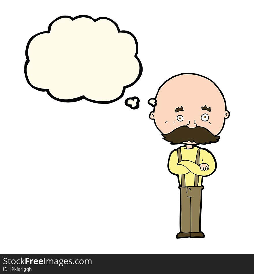 cartoon grandfather with thought bubble