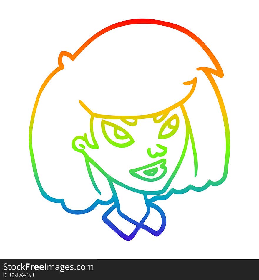 rainbow gradient line drawing cartoon face girl