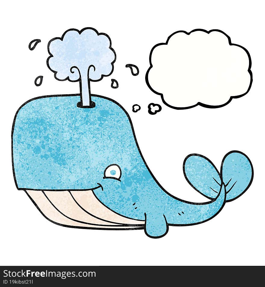 thought bubble textured cartoon whale spouting water