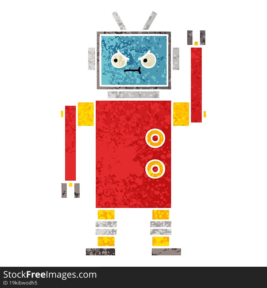 Retro Illustration Style Cartoon Robot