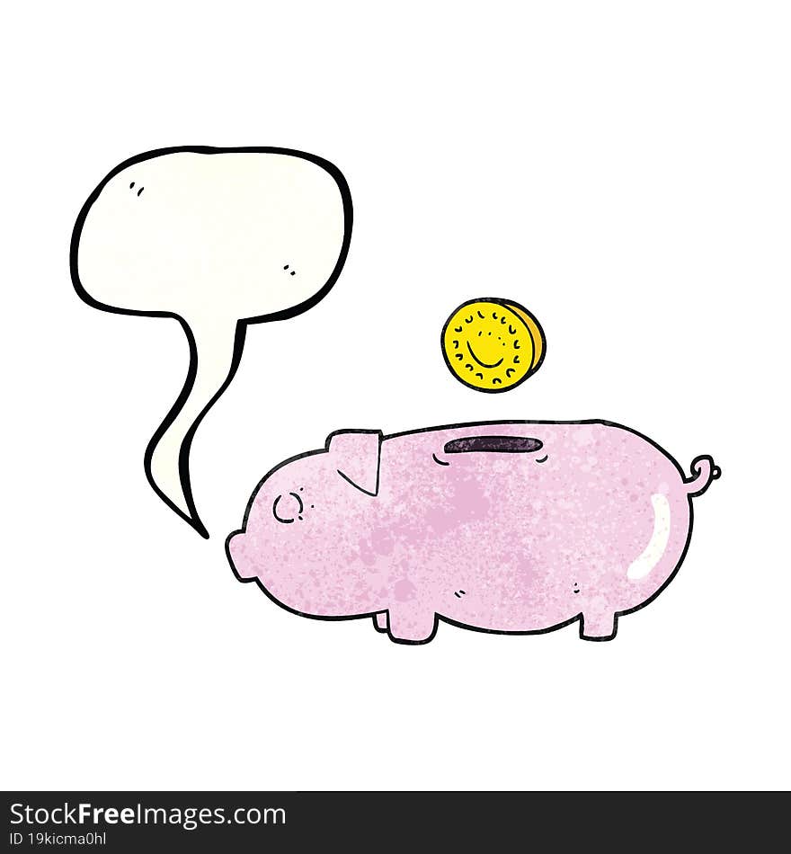 Speech Bubble Textured Cartoon Piggy Bank