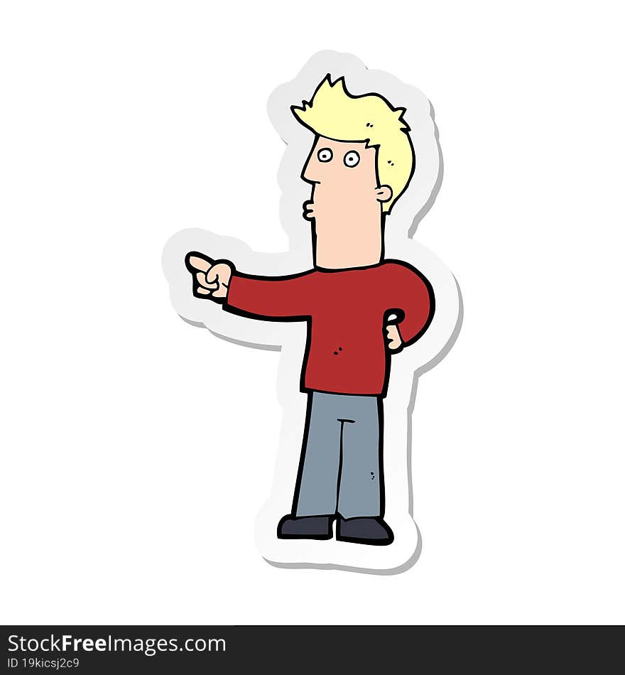 sticker of a cartoon man pointing