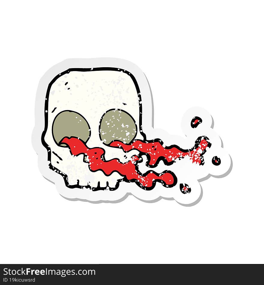 retro distressed sticker of a cartoon gross skull