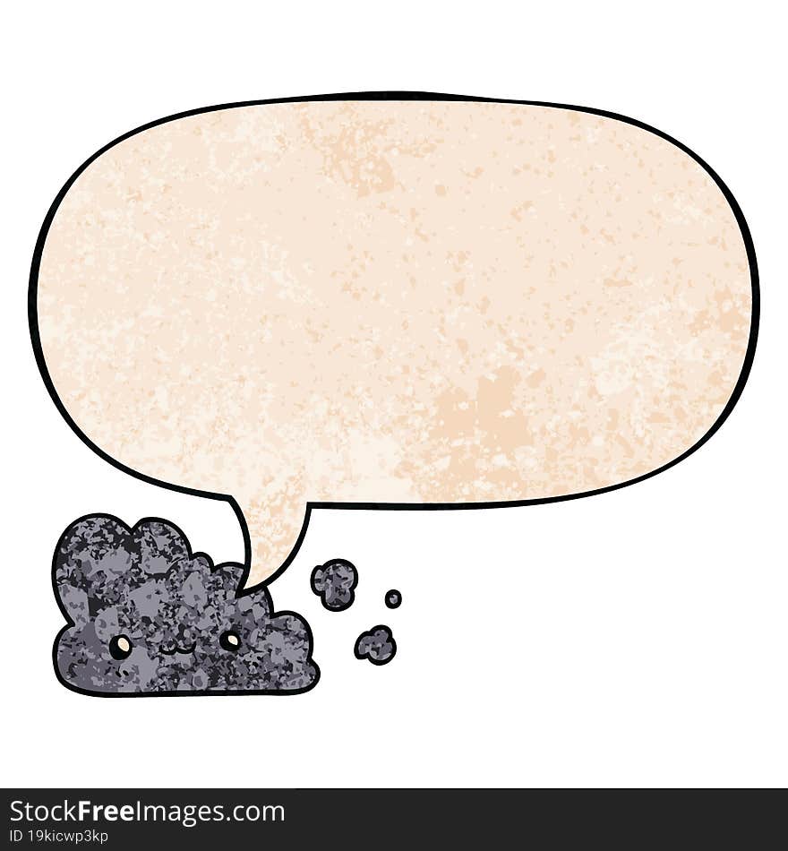 cute cartoon cloud and speech bubble in retro texture style