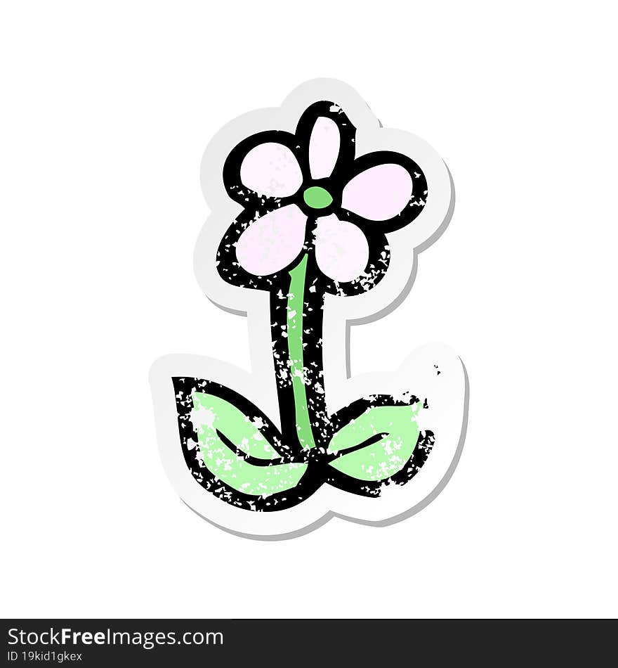 Retro Distressed Sticker Of A Cartoon Flower