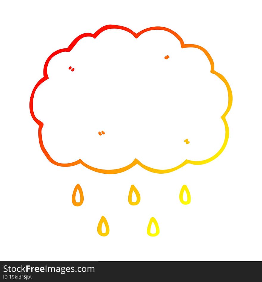 warm gradient line drawing cartoon cloud raining