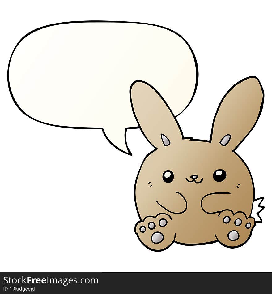 cartoon rabbit and speech bubble in smooth gradient style