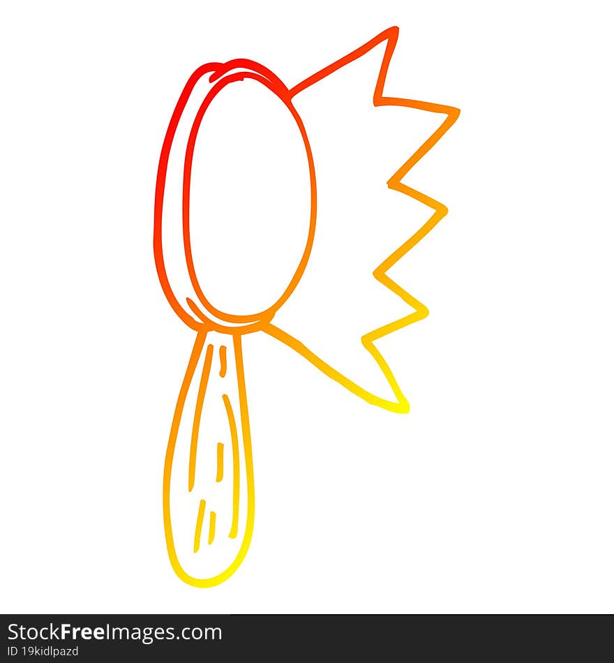 warm gradient line drawing of a cartoon magnifying glass