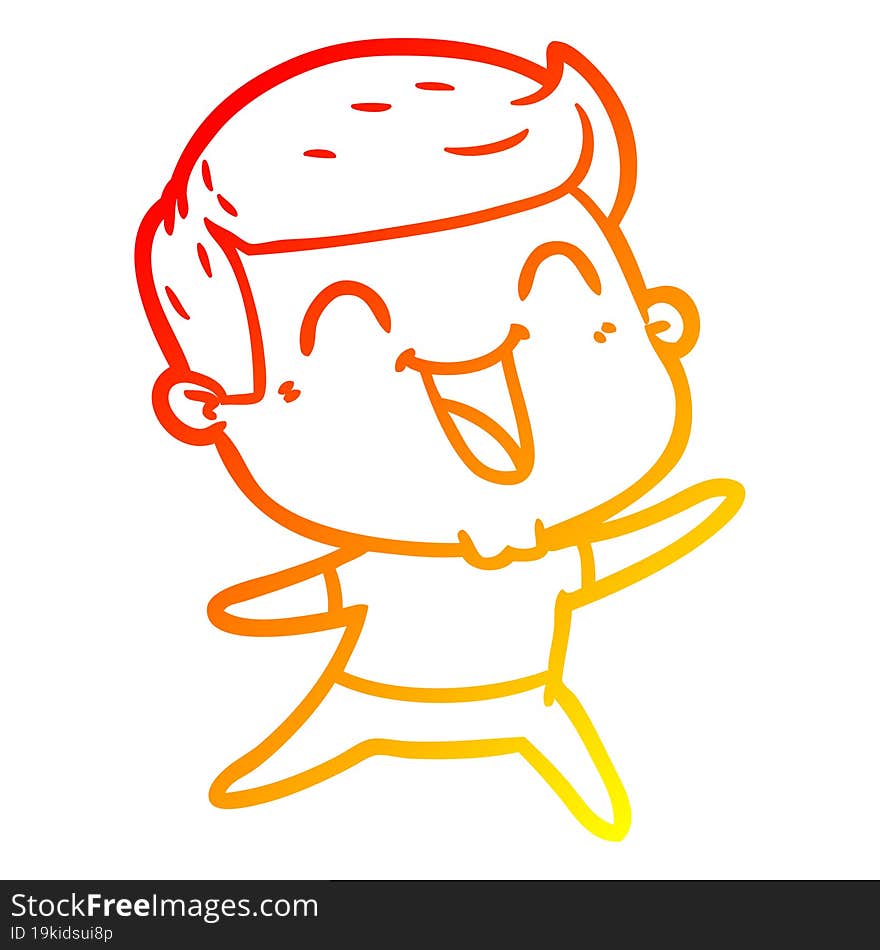 warm gradient line drawing of a cartoon man laughing