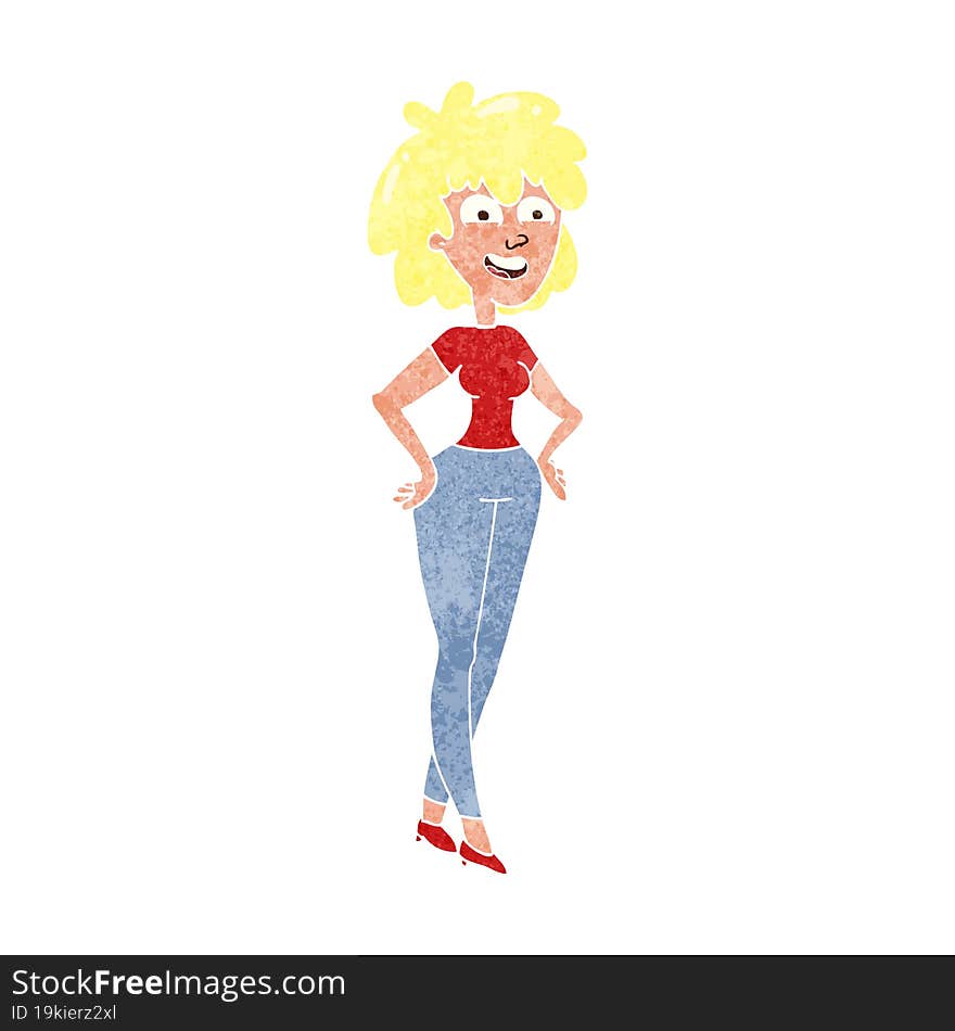 retro cartoon surprised woman