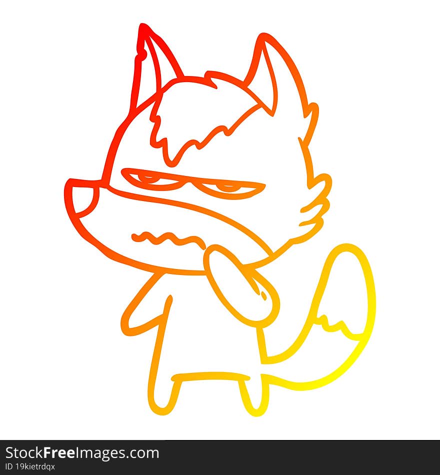 warm gradient line drawing cartoon annoyed wolf